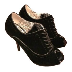 Bordello Velvet Peep Toe High-Heeled Booties